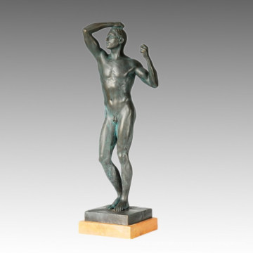 Escultura de Bronce Clásica La Edad de Bronce Estatua de Latón, Rodin TPE-245
